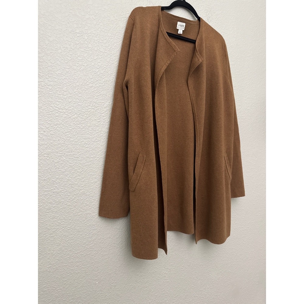 J. Crew Longline Open Front Cardigan Sweater Camel Brown Size Large - Picture 5 of 11